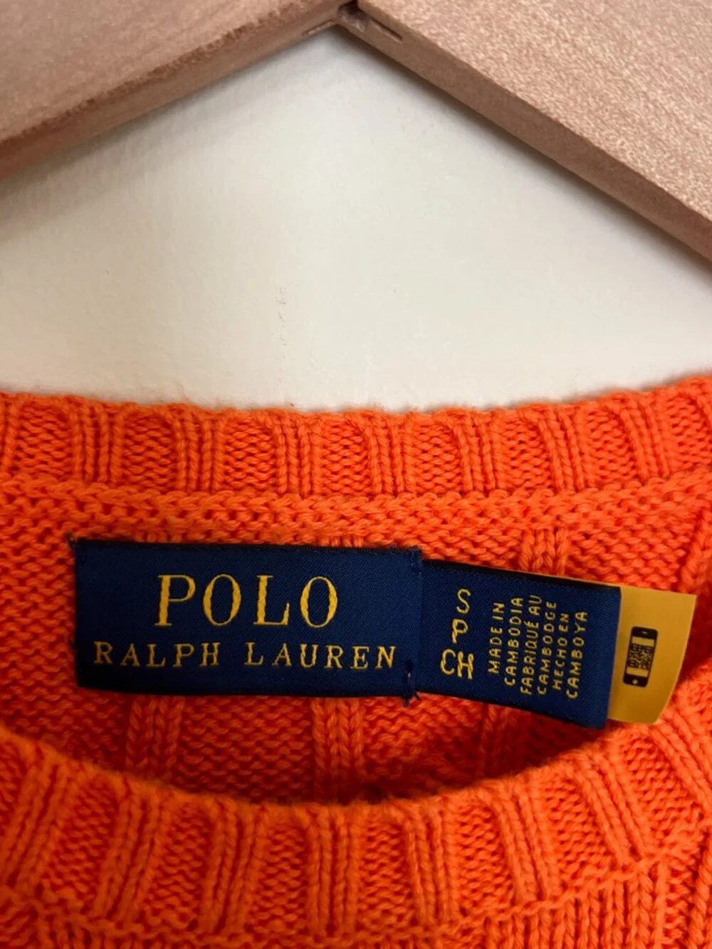 Polo Ralph Lauren Orange Cable Knit Cotton Crew Neck Sweater - Picture 3 of 6